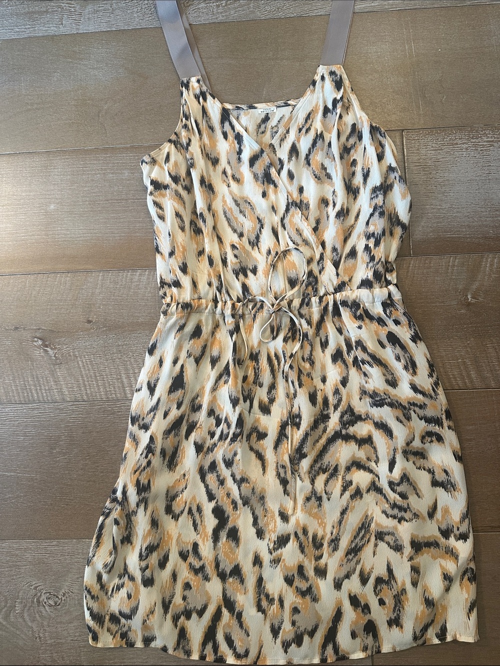 Rory Beca Sleeveless Animal Print Drawstring Waist Dress - Cream/navy/Taupe